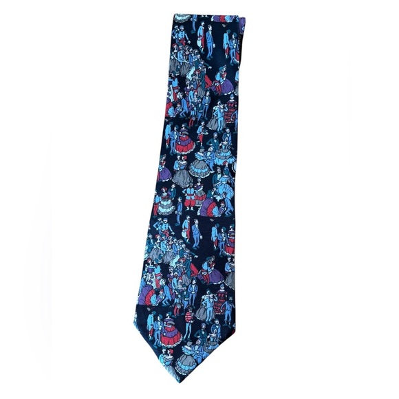 Vintage 1992 Schreter Where’s Waldo Black Patterned Silk Neck Tie EUC - Picture 1 of 7